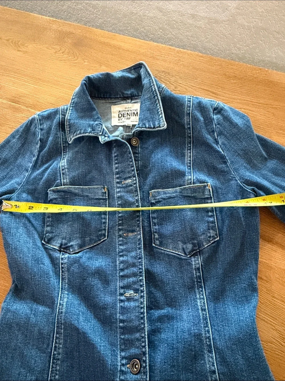 Zara Dark Blue Denim Button-Front Shirt Dress Size Small Cotton - Picture 9 of 12